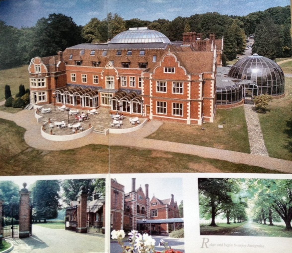 Inside of brochure showing Anugraha's exterior and grounds