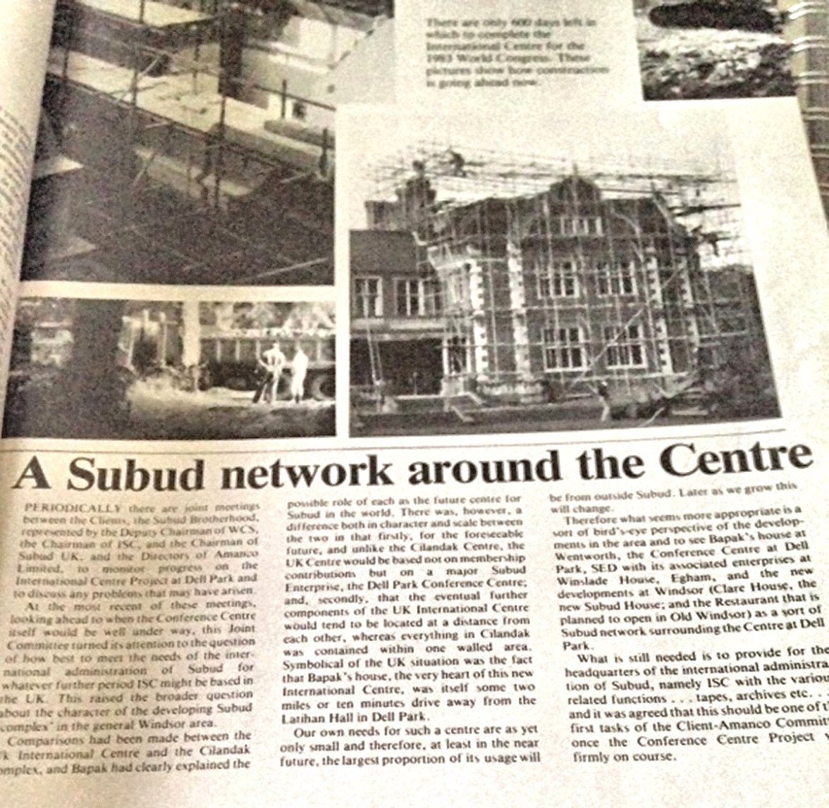 Article about plans for the Subud International Centre at Anugraha